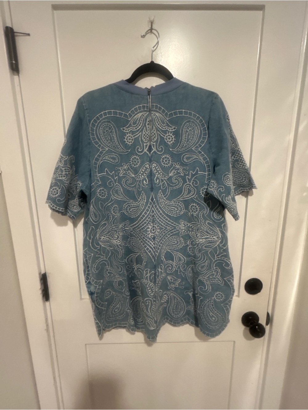 Free People Embroidered Denim Mini Dress Harlow size medium - Picture 4 of 7